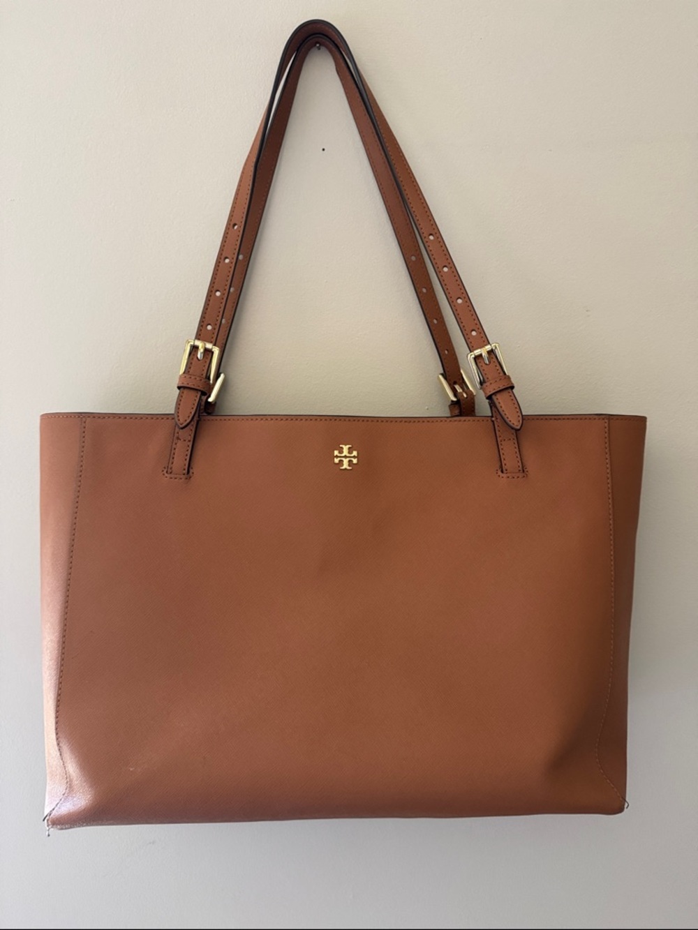 Tory Burch Tan Leather Tote with Gold Logo